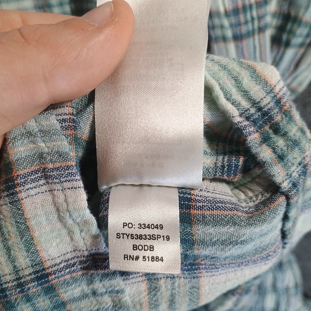 Patagonia Long Sleeved Flannel Men L Plaid Organic Cotton Greens And Blues - Picture 7 of 11